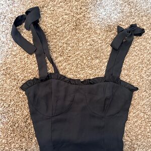 Black Tie-Shoulder Bustier Top
